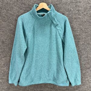 Eddie Bauer Sweater Pullover Women L Large Blue Knit Long Sleeve High Neck